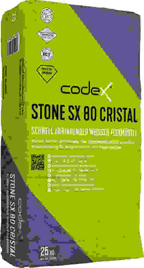 Schnell abbindender weisser Flexmörtel Stone SX 80 cristal
